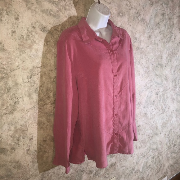 White Stag Long Sleeve Button-Down Blouse - Picture 7 of 11